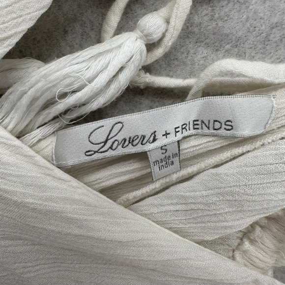 Lovers +‎ Friends Womens SMALL Romper Ruffle Open Back Slouchy Gauze Ruffle Boho - Picture 12 of 15